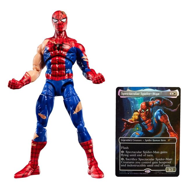 Marvel Legends Magic: The Gathering Actiefiguur Battle-Damaged Spider-Man (plus Exclusieve Foliekaart) 15 cm