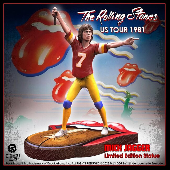 Knucklebonz Rolling Stones Rock Iconz Statue Mick Jagger US Tour 1981 (Burgundy Jersey) 22 cm