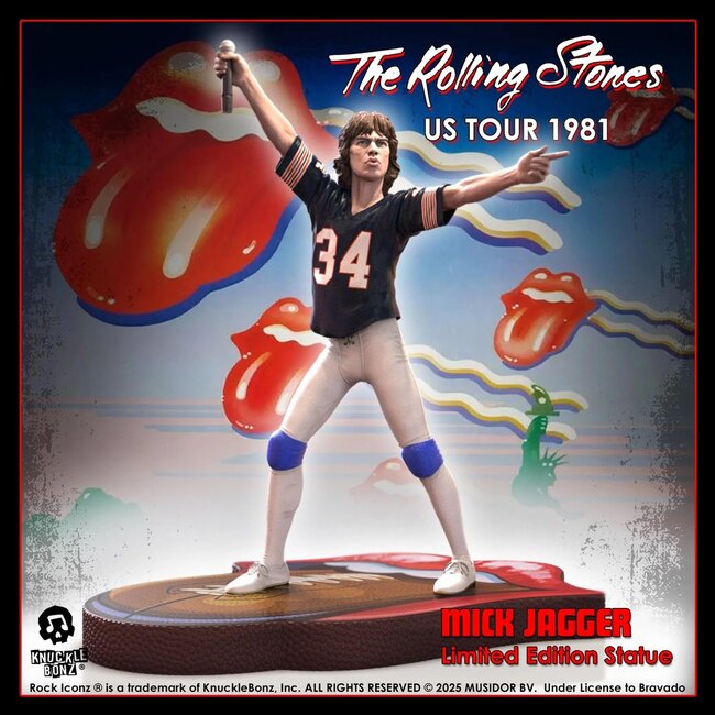 Rolling Stones Rock Iconz Statue Mick Jagger US Tour 1981 (Black Jersey) 22 cm