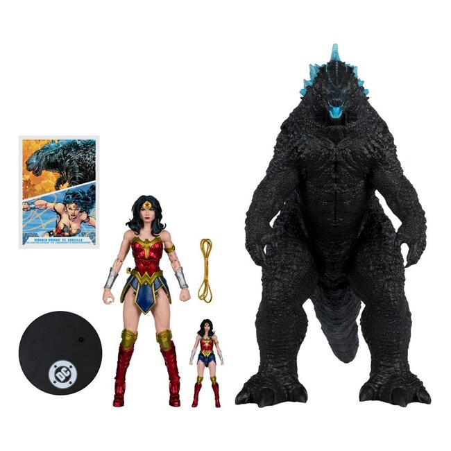 DC Justice League Monsterverse DC Multiverse Actionfiguren 2er-Pack Wonder Woman vs. Atomic Blast Godzilla 18 cm