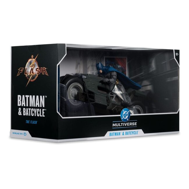 The Flash DC Multiverse Vehicle Batcycle with Batman