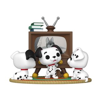 Funko One Hundred and One Dalmatians POP Moment Vinyl Figures Rolly, Patch & Lucky with TV 9 cm