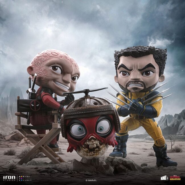 Deadpool & Wolverine Mini-Figuren aus PVC, Set mit Deadpool und Wolverine, unmaskiert, 14 cm