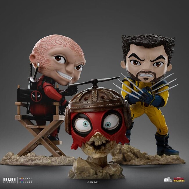 Deadpool & Wolverine Mini-Figuren aus PVC, Set mit Deadpool und Wolverine, unmaskiert, 14 cm