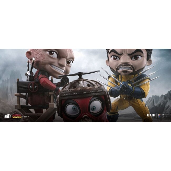 Deadpool & Wolverine Mini-Figuren aus PVC, Set mit Deadpool und Wolverine, unmaskiert, 14 cm