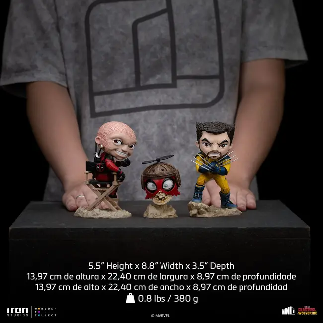 Deadpool & Wolverine Mini-Figuren aus PVC, Set mit Deadpool und Wolverine, unmaskiert, 14 cm