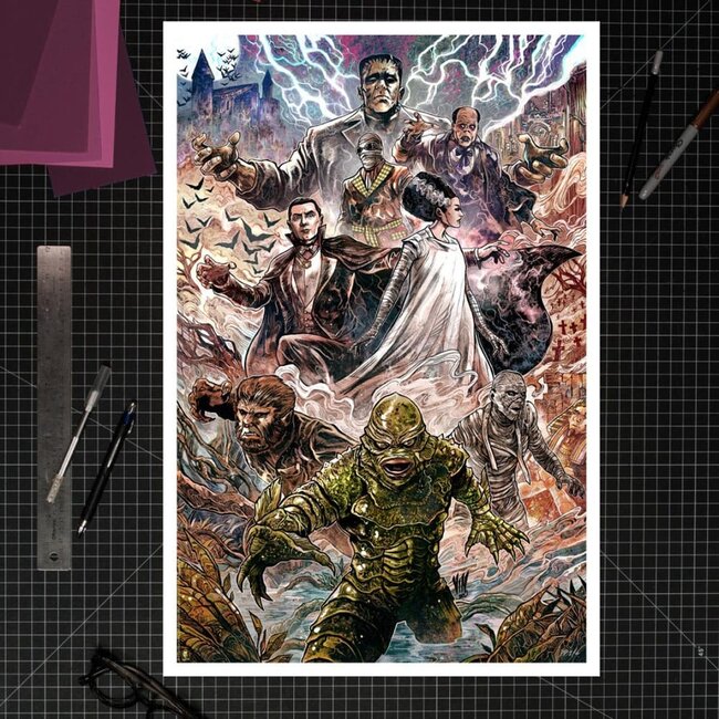 Kunstdruck „Universal Monsters“ von Vincenzo Riccardi, 61 x 41 cm – ungerahmt