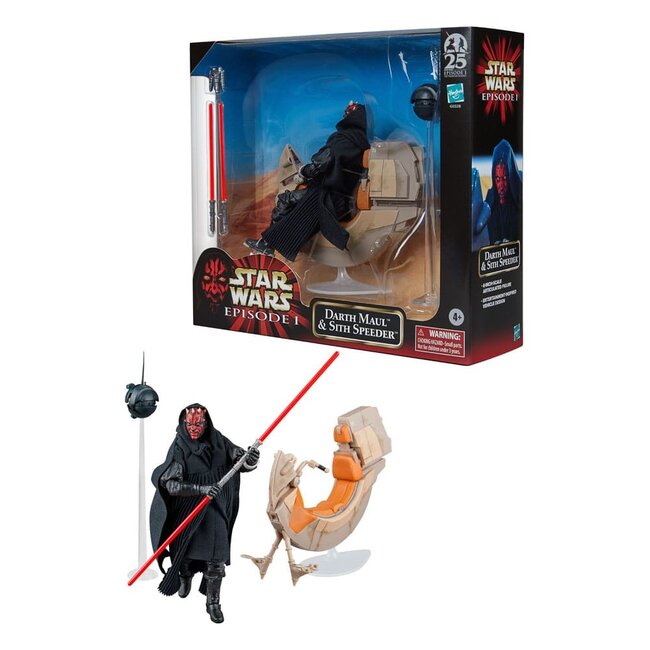 Star Wars Episode I Black Series Fahrzeug mit Actionfigur Darth Maul & Sith Speeder 25. Jubiläum