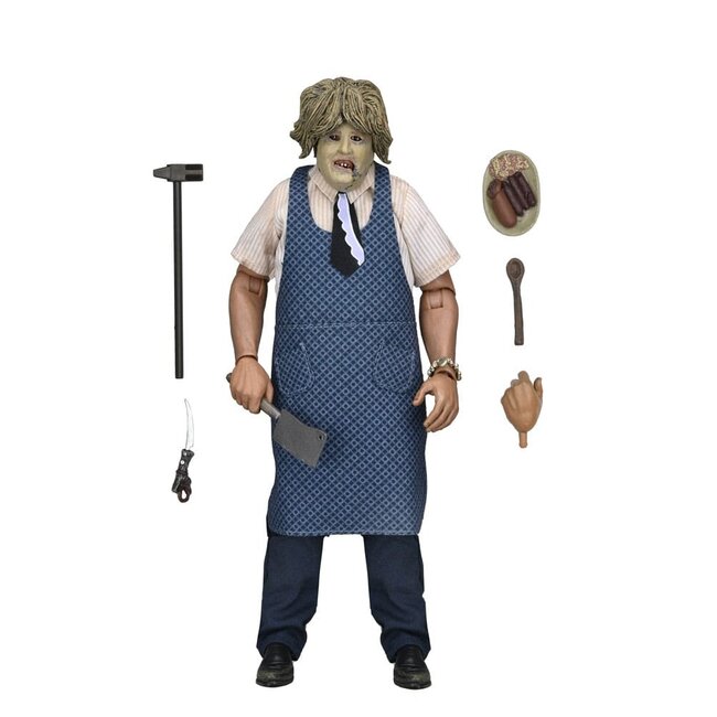 NECA  Texas Chainsaw Massacre – Bekleidete Actionfigur Leatherface mit alter Damenmaske, 20 cm
