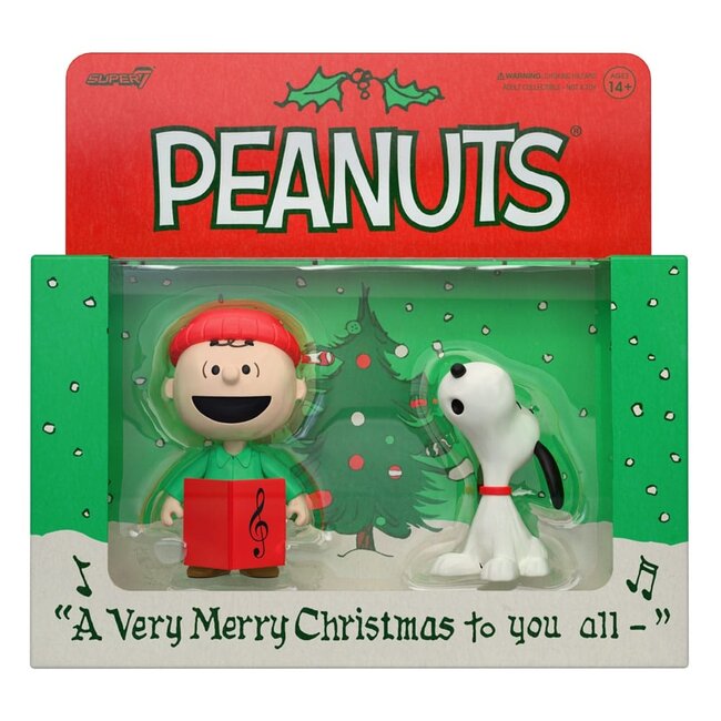 Peanuts ReAction Action Figures 2-Pack Brown and Snoopy (Caroling) 10 cm