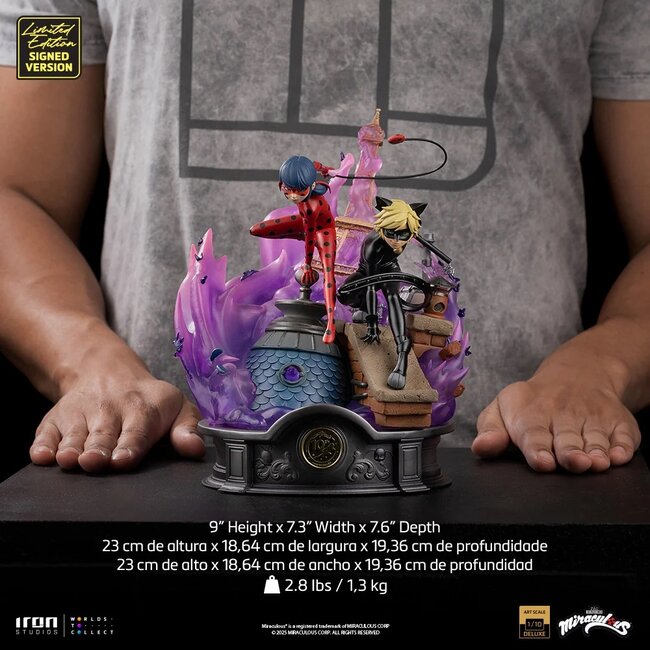 Miraculous Deluxe-Statue im Maßstab 1:10: Ladybug und Cat Noir, signierte Edition, 23 cm