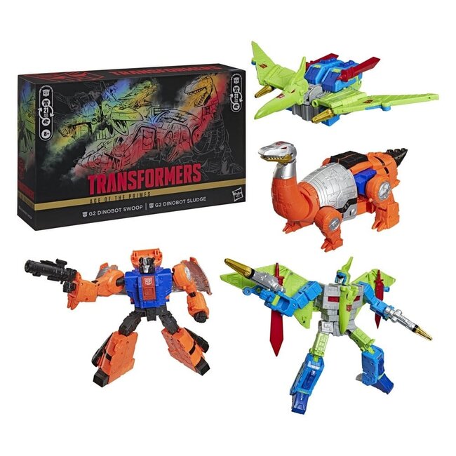 Transformers Age of the Primes Leader Class Actionfiguren 2er-Pack G2 Dinobot Swoop & G2 Dinobot Sludge 19 cm