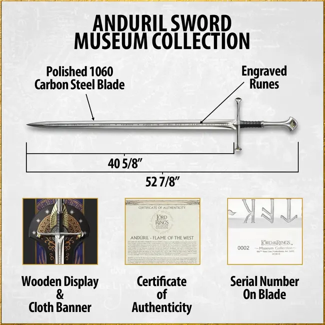 Herr der Ringe Replik 1/1 Anduril: Schwert von König Elessar Museumsausgabe 134 cm