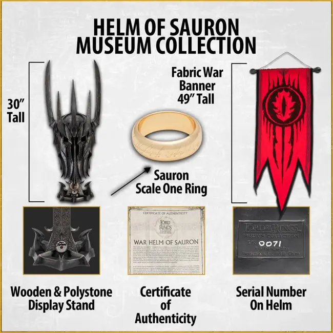 Herr der Ringe Museumssammlung Replika 1/1 Kriegshelm von Sauron 76 cm