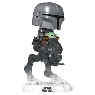 Funko Star Wars: The Mandalorian and Grogu POP! Rides Deluxe Vinyl Bobblehead Figure The Mandalorian with Grogu in Imperial Remnant AT-RT 9 cm