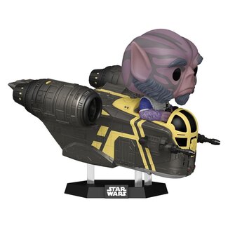 Funko Star Wars: The Mandalorian and Grogu POP! Rides Deluxe Vinyl Bobblehead Figure Zeb Orrelios in the Razor Crest 9 cm