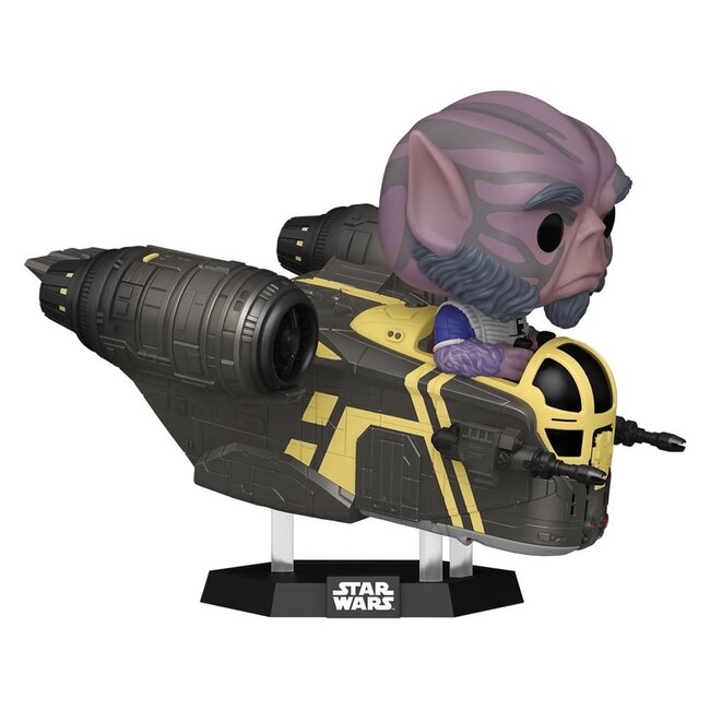 Star Wars: The Mandalorian and Grogu POP! Rides Deluxe Vinyl Bobblehead Figure Zeb Orrelios in the Razor Crest 9 cm