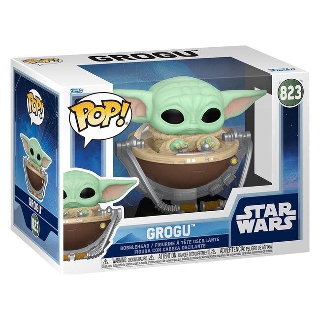 Star Wars: The Mandalorian und Grogu POP! Vinyl-Wackelkopffigur Grogu im Kinderwagen 9 cm