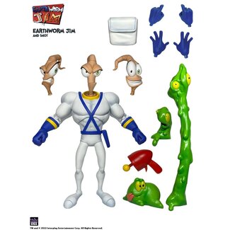 Premium DNA Toys Earthworm Jim actiefiguur, serie 1: Earthworm Jim & Snot, 15 cm