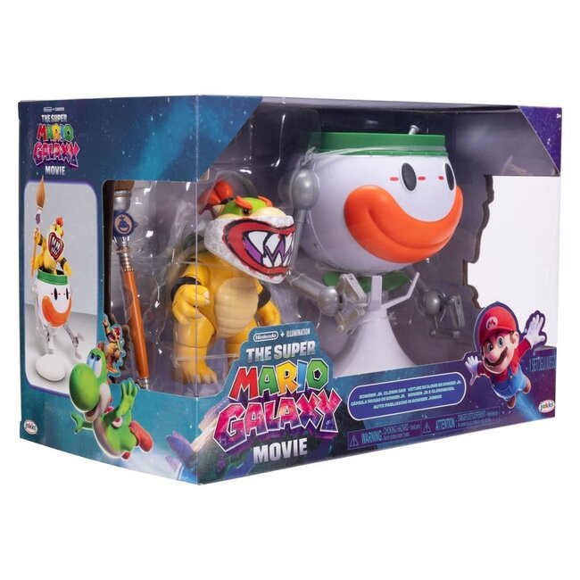 Super Mario Galaxy Film-Actionfigur Bowser Jr. mit Clown-Auto, 13 cm