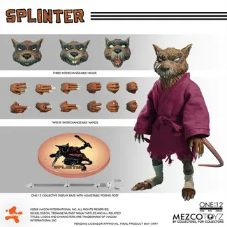 Mezco Toys Teenage Mutant Ninja Turtles One:12 Collective Action Figure 1/12 Splinter 17 cm