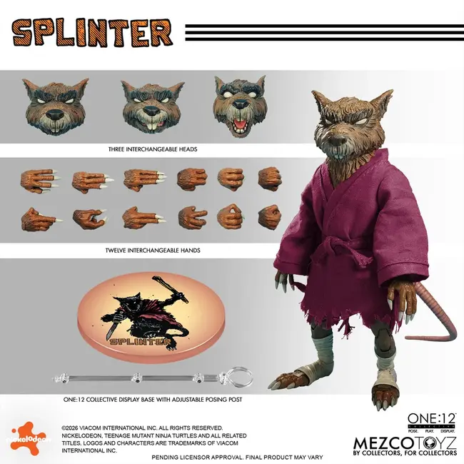 Mezco Toys Teenage Mutant Ninja Turtles One:12 Collective Action Figure 1/12 Splinter 17 cm