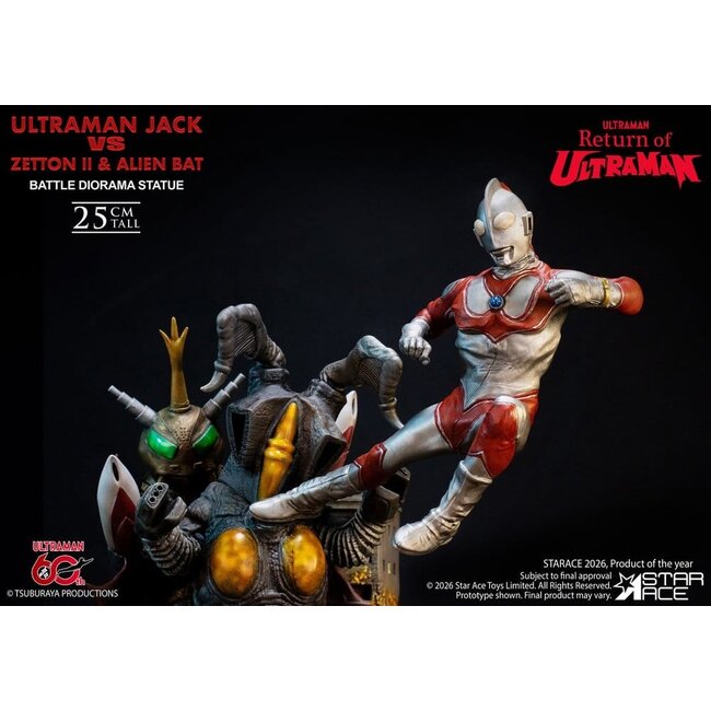 Rückkehr von Ultraman Diorama-Statue 1/8 Ultraman Jack vs Zetton II & Alien Bat Kampfszene 25 cm