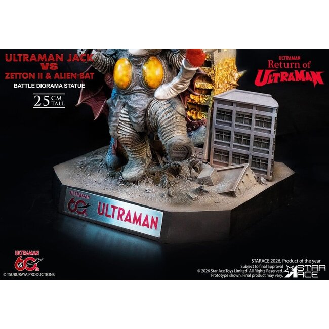 Rückkehr von Ultraman Diorama-Statue 1/8 Ultraman Jack vs Zetton II & Alien Bat Kampfszene 25 cm