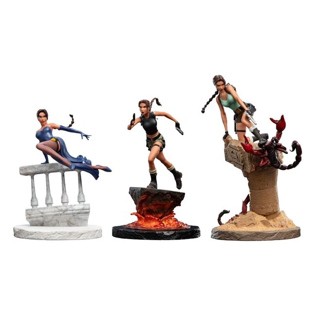 Tomb Raider Mini-Statue Lara Croft: Komplettes Set (3)