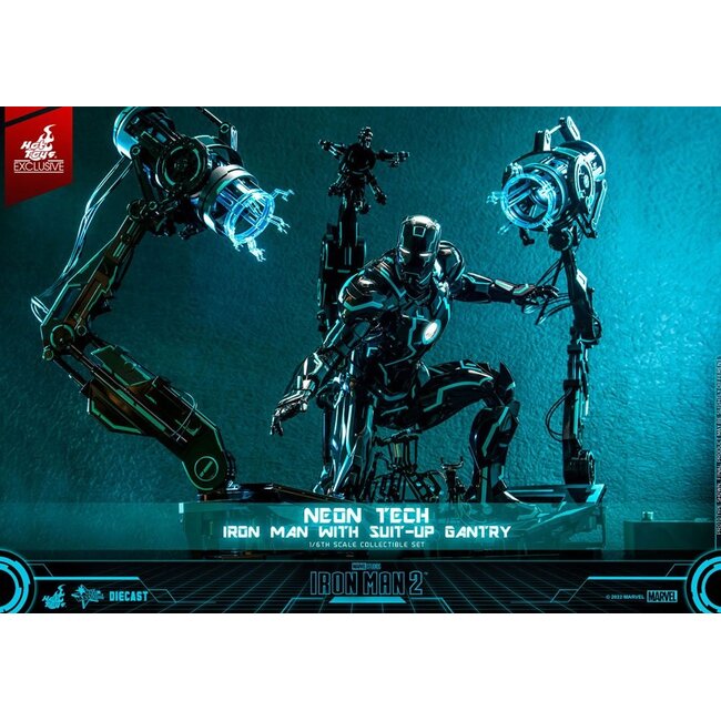Iron Man 2 Actionfigur 1/6 Neon Tech Iron Man mit Anzug-Anziehvorrichtung 32 cm