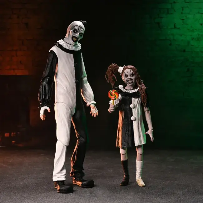 Terrifier 2 Ultimate Actionfigur Arth der Clown & Kleines bleiches Mädchen 18 cm