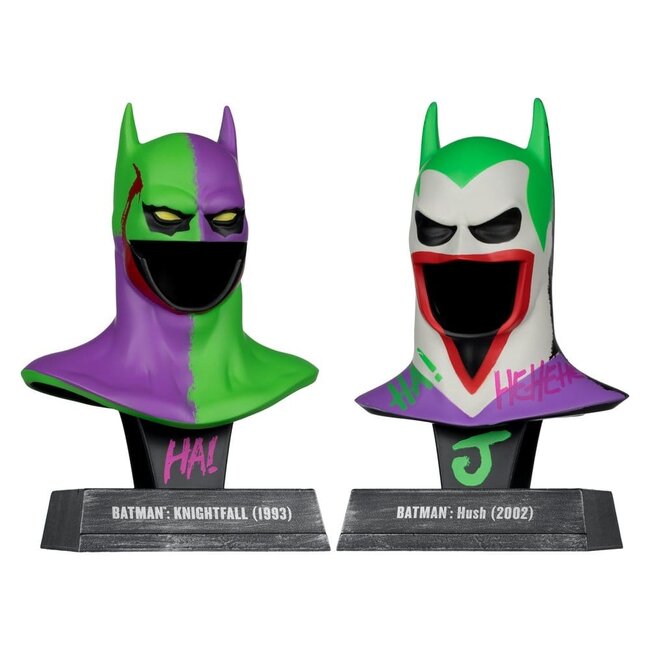 Batman DC Direct Mini-Replika 1/3 2er-Pack Batman-Masken Hush & Knightfall (Jokerisiert) (Gold Label) 18 cm