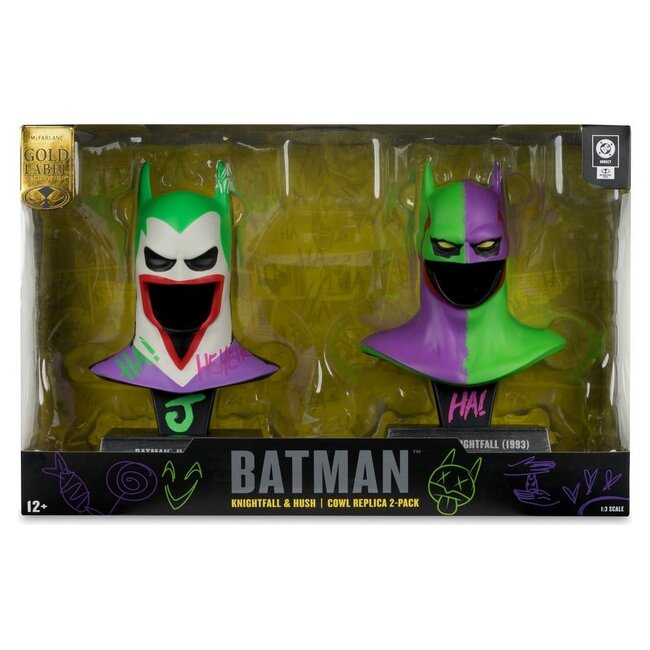 Batman DC Direct Mini Replica 1/3  2-pack Batman Cowls Hush & Knightfall (Jokerized) (Gold Label) 18 cm