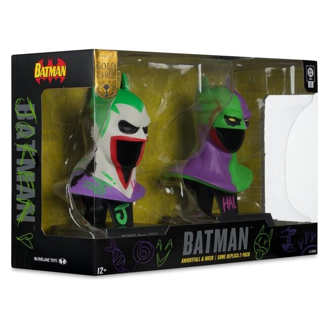 Batman DC Direct Mini Replica 1/3  2-pack Batman Cowls Hush & Knightfall (Jokerized) (Gold Label) 18 cm