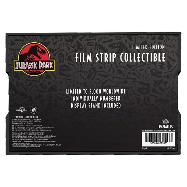 Jurassic Park Ingot Metal Film Strip Collectible 12 cm