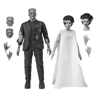 NECA  Universal Monsters 2er-Pack Actionfiguren – Die Braut von Frankenstein – 90. Jubiläum – Das Monster & seine Gefährtin (Schwarzweiß) – 18 cm