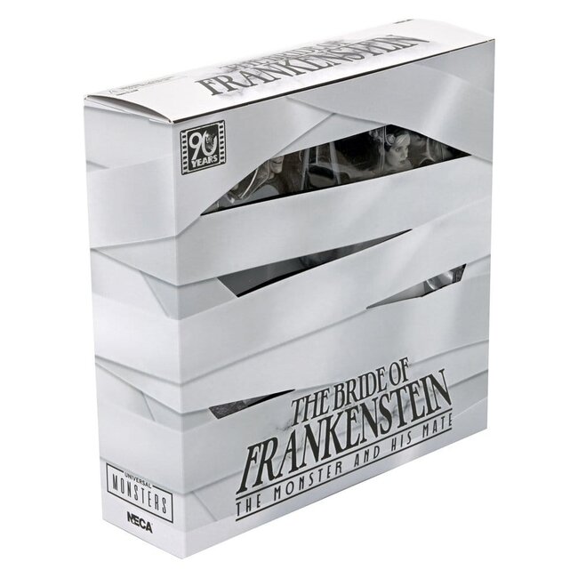 Universal Monsters 2er-Pack Actionfiguren – Die Braut von Frankenstein – 90. Jubiläum – Das Monster & seine Gefährtin (Schwarzweiß) – 18 cm