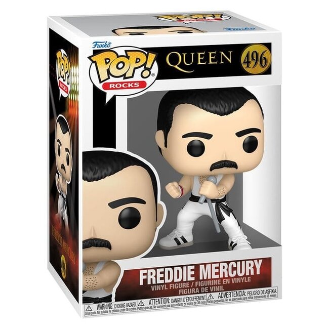 Queen POP! Rocks Vinylfigur Freddie Mercury (weißes Tanktop) 9 cm