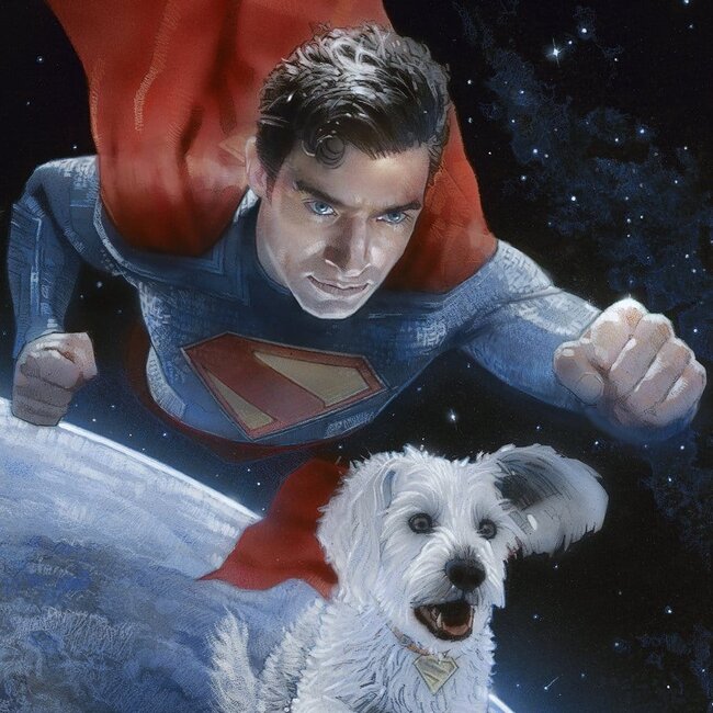 DC Comics Kunstdruck Superman und Krypto 46 x 61 cm - ungerahmt