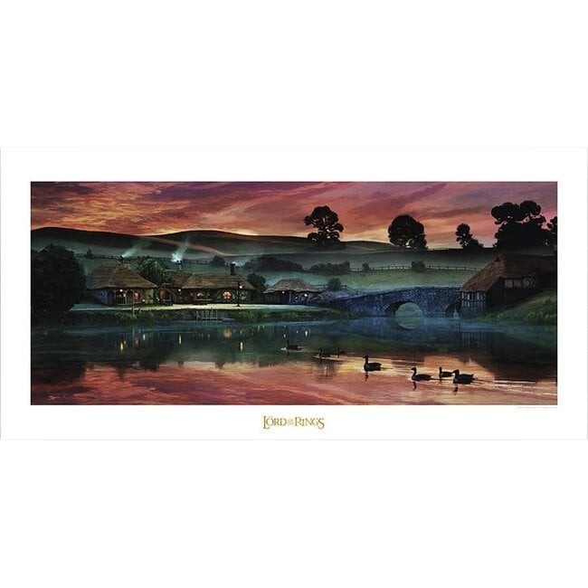 Herr der Ringe Kunstdruck Rückkehr zum Gasthaus „Zum Grünen Drachen“ 59 x 42 cm