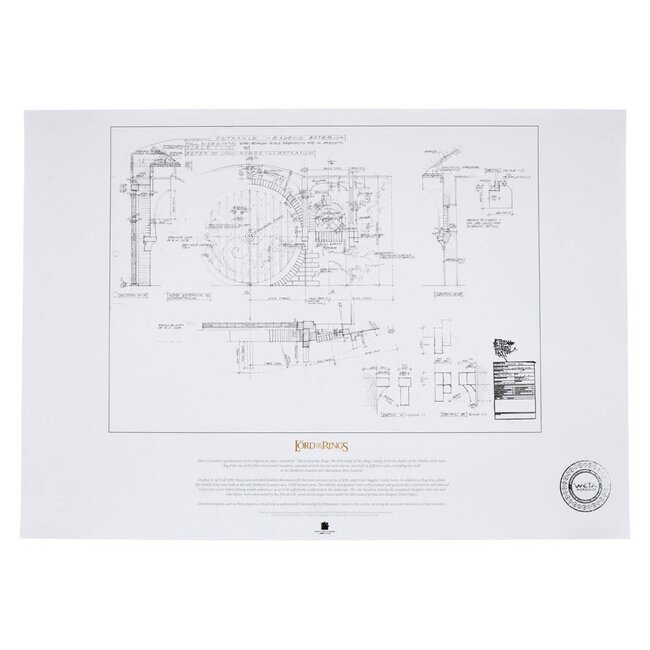 The Lord of the Rings Blueprint Art Print Bag End 59 x 42 cm