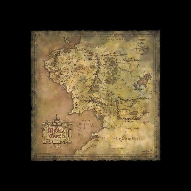 Herr der Ringe Kunstdruck Pergamentkarte von Mittelerde 59 x 30 cm