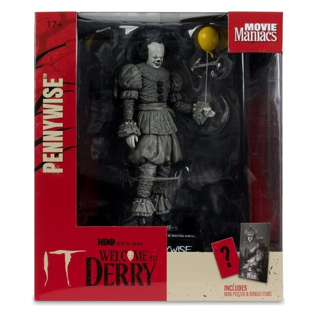It Welcome to Derry Movie Maniacs Figure Pennywise (Black & White) 16 cm