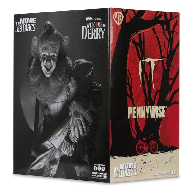 Willkommen in Derry – Movie Maniacs Figur Pennywise (Schwarz-Weiß) 16 cm