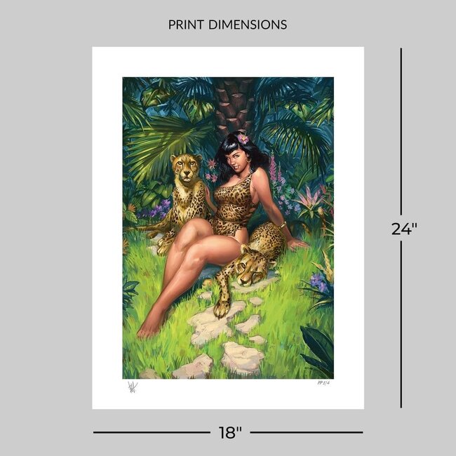 Bettie Page Kunstdruck „Dschungel-Bettie“, 46 x 61 cm – ungerahmt