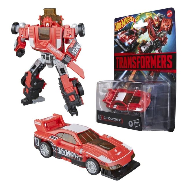 Hasbro Transformers x Hot Wheels Collaborative Deluxe Class Action Figure GT-Scorcher 13 cm