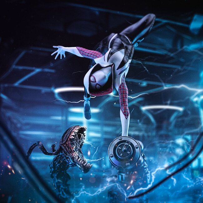 Spider-Man vs. Schurken – Kunststatue im Maßstab 1:10 – Ghost Spider Diorama – 34 cm
