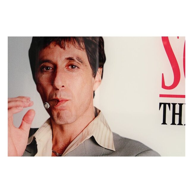 Scarface glazen poster: De wereld is van jou (grijze achtergrond) 60 x 30 cm
