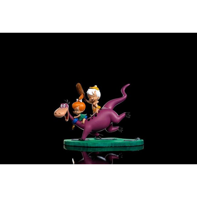 Flintstones-Kunstfigur im Maßstab 1:10: Dino, Pebbles und Bamm-Bamm, 13 cm