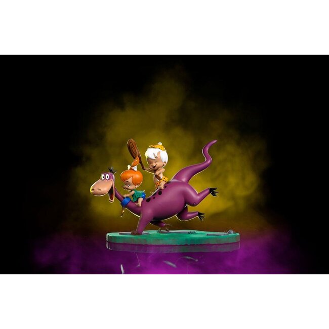 Flintstones-Kunstfigur im Maßstab 1:10: Dino, Pebbles und Bamm-Bamm, 13 cm
